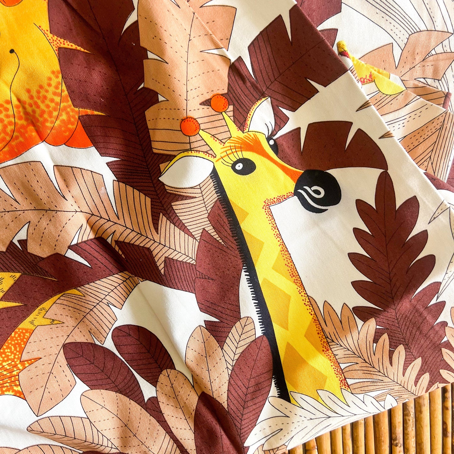 Retro jungle animal kids curtain 204cm long x 54cm wide at top x 110cm wide at base