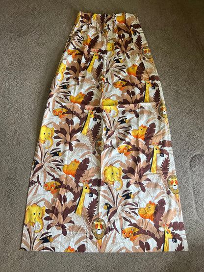 Retro jungle animal kids curtain 204cm long x 54cm wide at top x 110cm wide at base