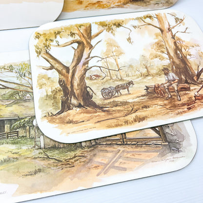 Maurice Hudson Australian Outback themed placemat set of 6 in box