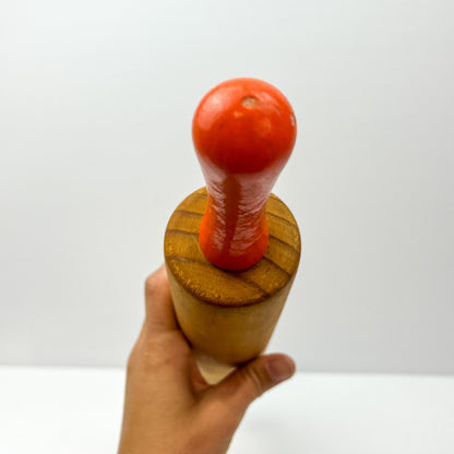 Wooden Rolling pin with orange handles
