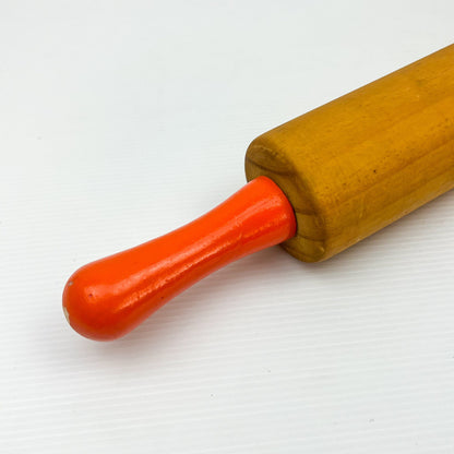 Wooden Rolling pin with orange handles