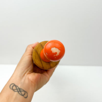 Wooden Rolling pin with orange handles