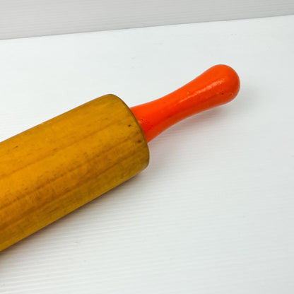 Wooden Rolling pin with orange handles