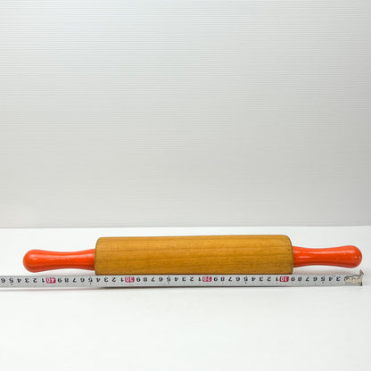Wooden Rolling pin with orange handles