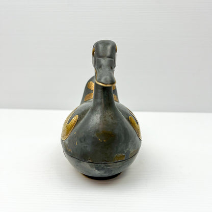 Vintage 1960’s Lead/Pewter and Brass Duck Trinket Box