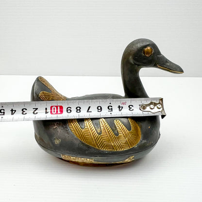 Vintage 1960’s Lead/Pewter and Brass Duck Trinket Box