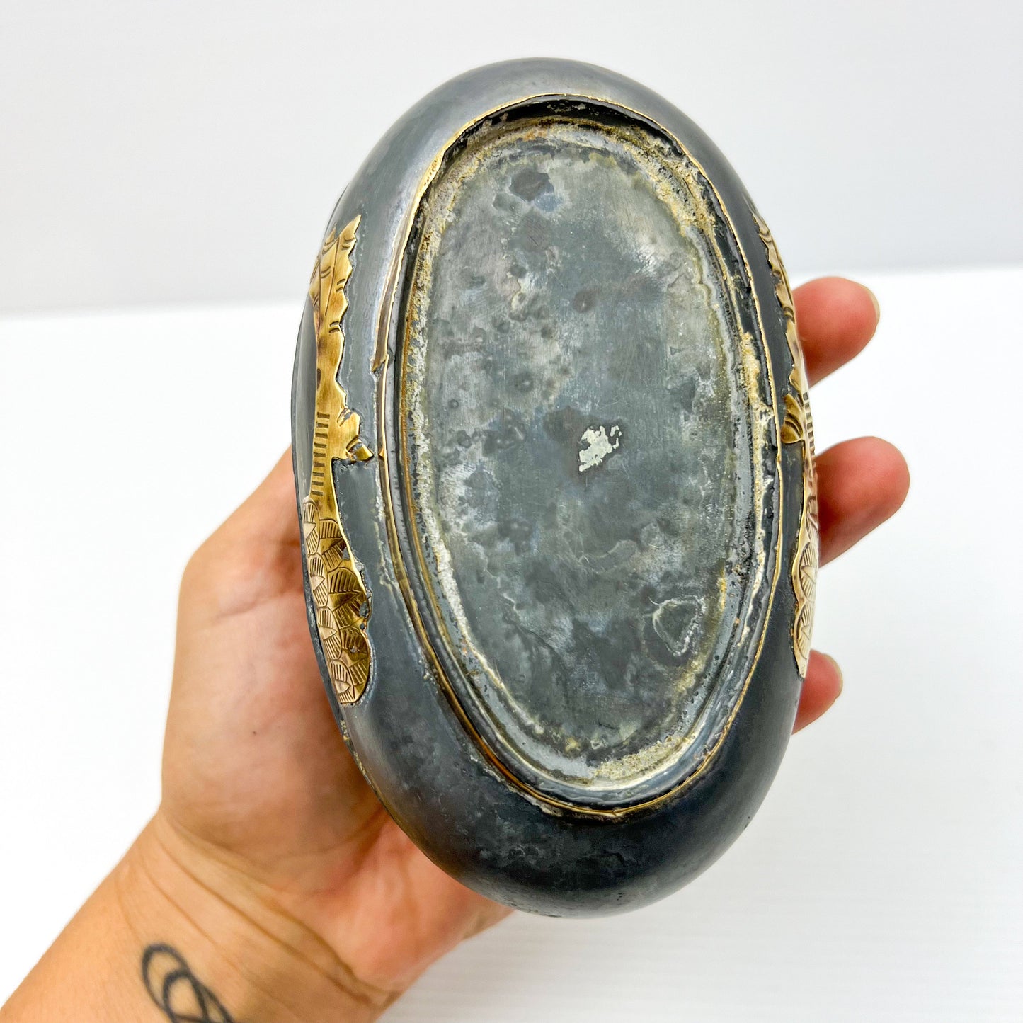 Vintage 1960’s Lead/Pewter and Brass Duck Trinket Box