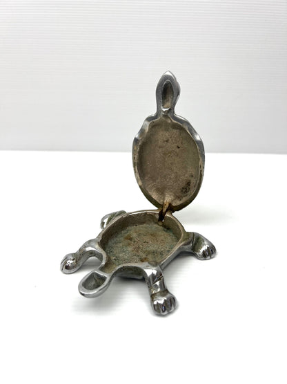Chrome Silver Turtle Trinket Storage Container 11cm long x 7cm wide