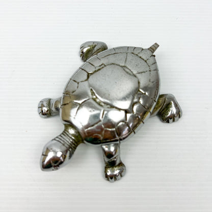 Chrome Silver Turtle Trinket Storage Container 11cm long x 7cm wide