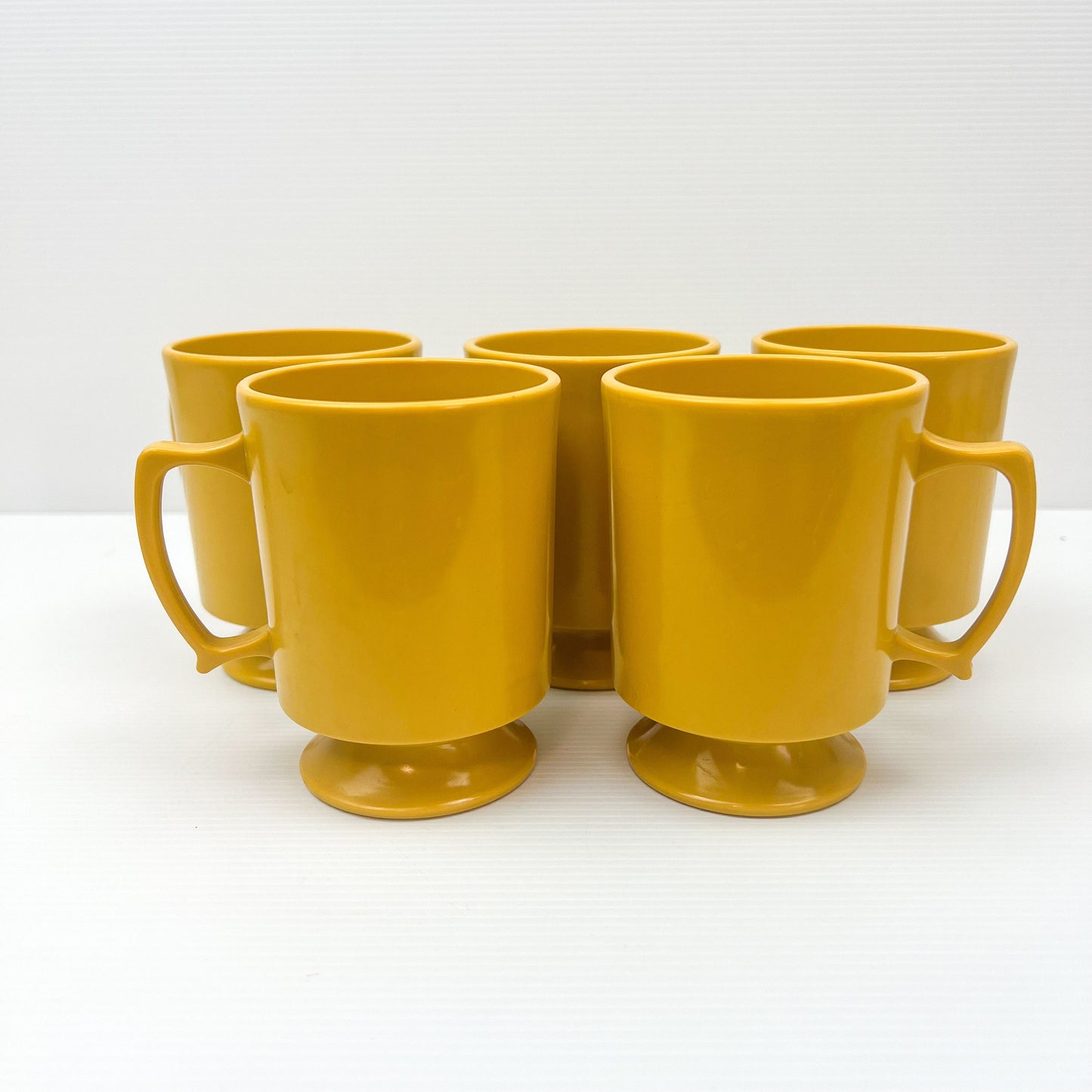 Yellow Plastic Coffee Cups Mid Century Modern Stacking Mugs