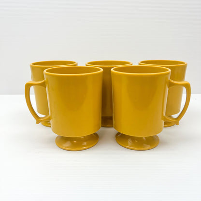 Yellow Plastic Coffee Cups Mid Century Modern Stacking Mugs