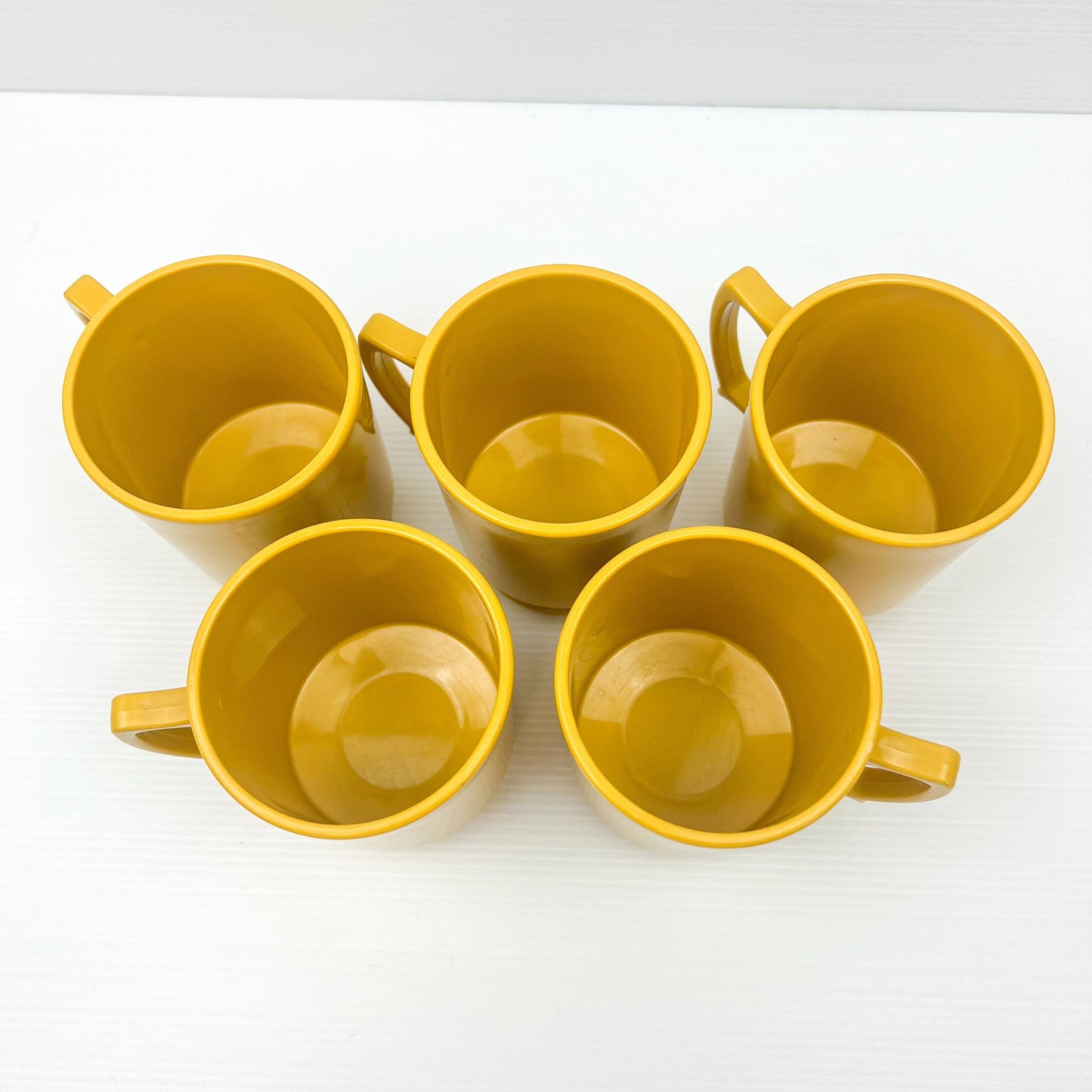 Yellow Plastic Coffee Cups Mid Century Modern Stacking Mugs