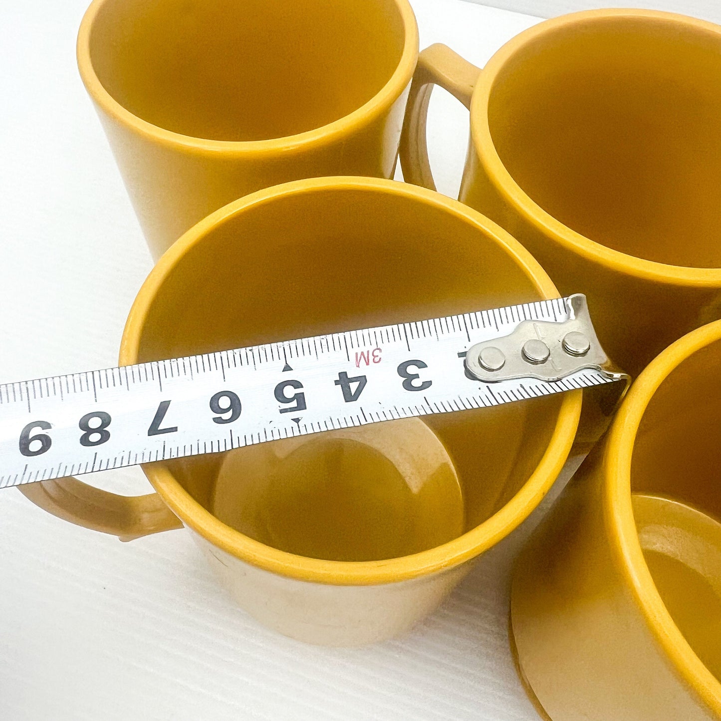 Yellow Plastic Coffee Cups Mid Century Modern Stacking Mugs