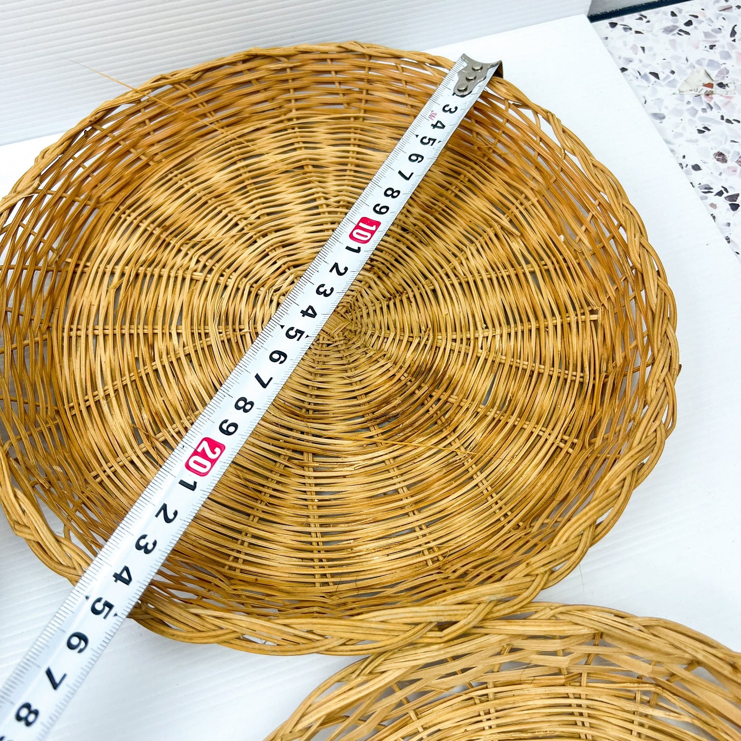 Boho Wicker Bamboo Basket Plates / Wall Decor Neutral Wall Hanging Home Decor & Style