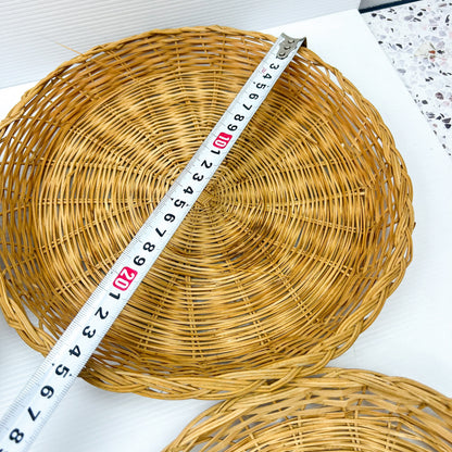 Boho Wicker Bamboo Basket Plates / Wall Decor Neutral Wall Hanging Home Decor & Style