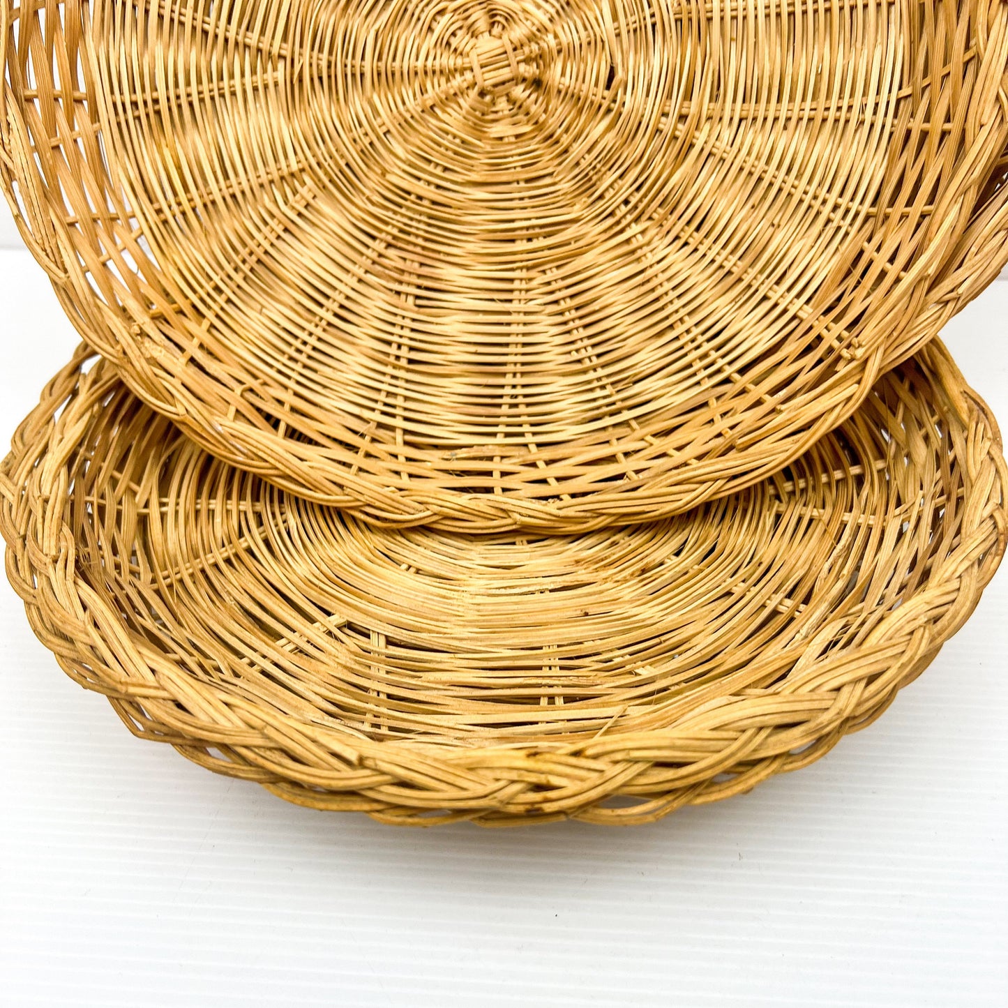 Boho Wicker Bamboo Basket Plates / Wall Decor Neutral Wall Hanging Home Decor & Style