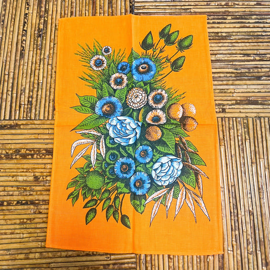 Retro Flower Tea Towel - 100% Cotton Made in Brazil