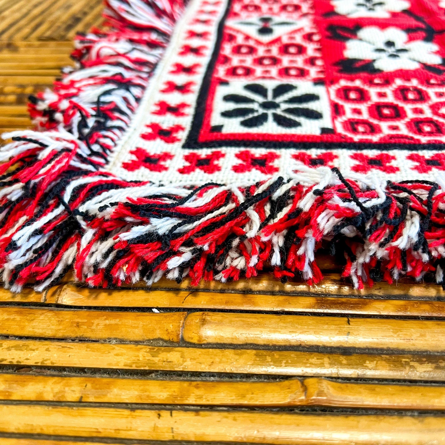 Red, Black and white patterned throw cushion cover 46cm x 50cm