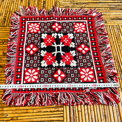 Red, Black and white patterned throw cushion cover 46cm x 50cm
