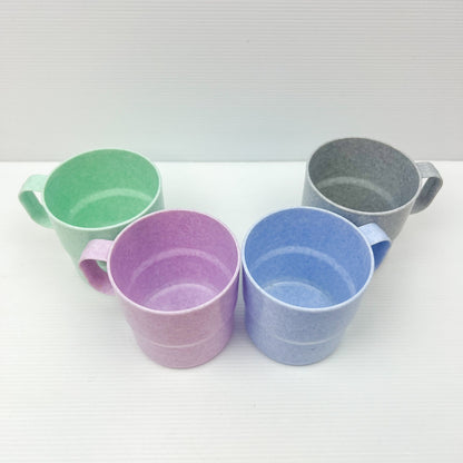 Retro Rainsfords multi-coloured stackable plastic mugs x 4