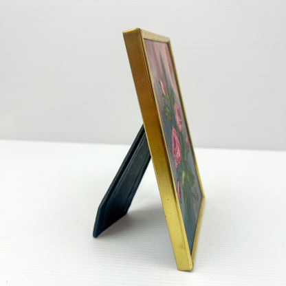 Rose Painting in Brass Frame