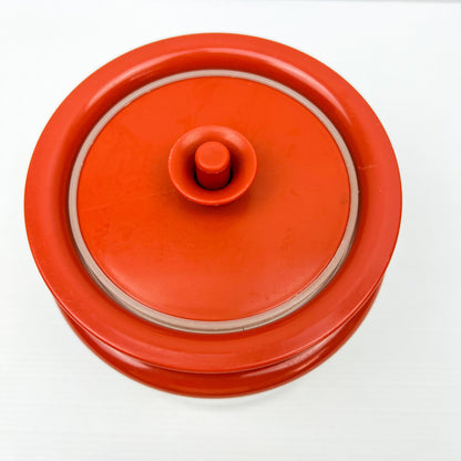 Red and Clear Plastic Tupperware Storage Container