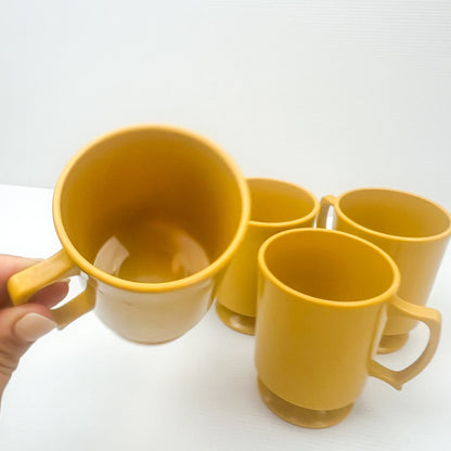 Yellow Plastic Coffee Cups Mid Century Modern Stacking Mugs