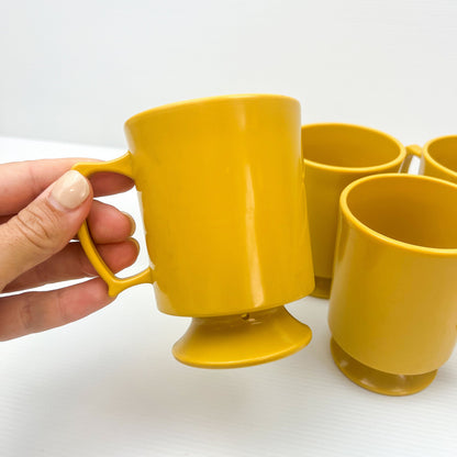 Yellow Plastic Coffee Cups Mid Century Modern Stacking Mugs