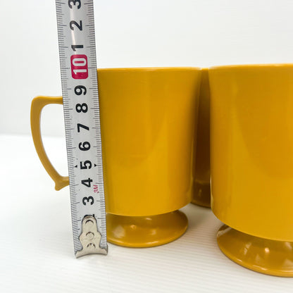 Yellow Plastic Coffee Cups Mid Century Modern Stacking Mugs