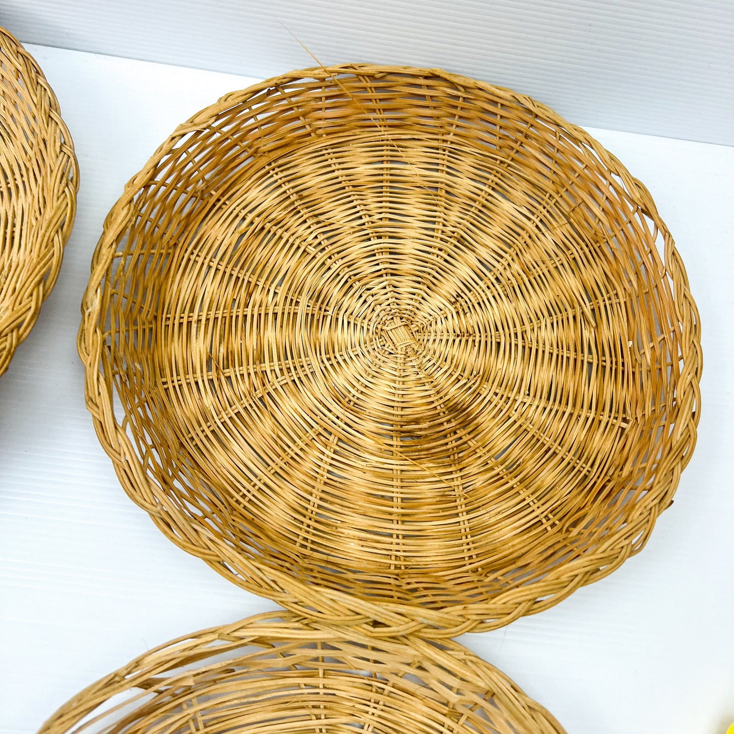 Boho Wicker Bamboo Basket Plates / Wall Decor Neutral Wall Hanging Home Decor & Style