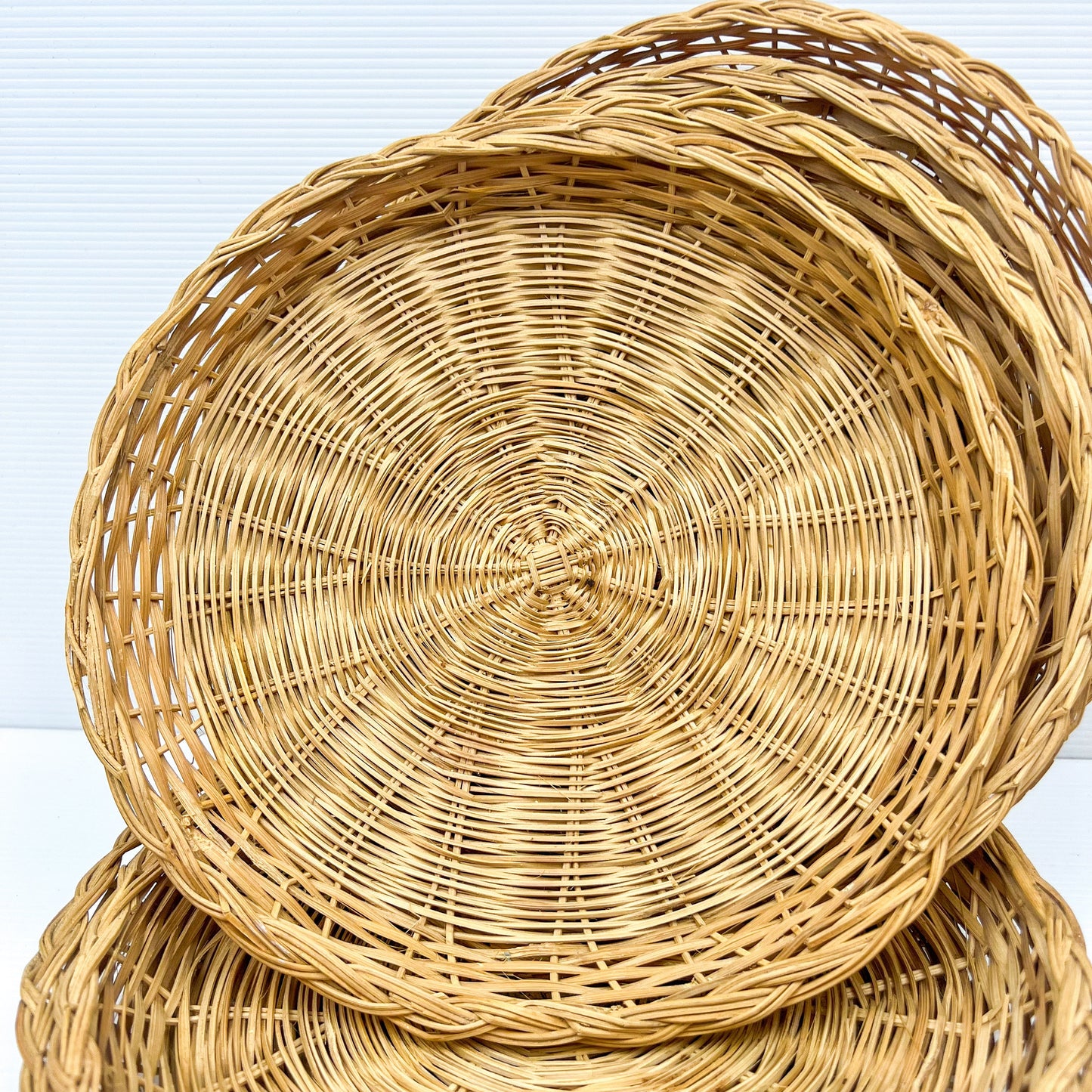 Boho Wicker Bamboo Basket Plates / Wall Decor Neutral Wall Hanging Home Decor & Style