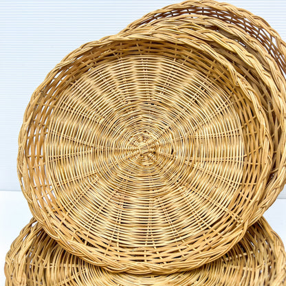 Boho Wicker Bamboo Basket Plates / Wall Decor Neutral Wall Hanging Home Decor & Style