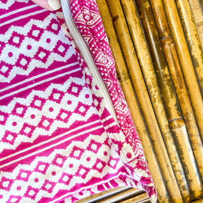 Pink Patterned Throw Pillow Cushion Cover Set of 2