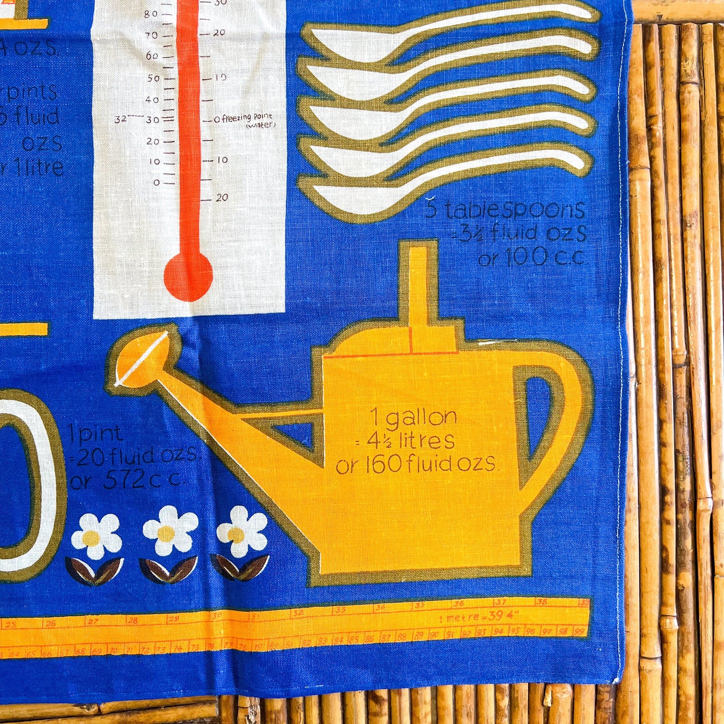 Retro Orange and blue kitchen shelves and items Tea Towel