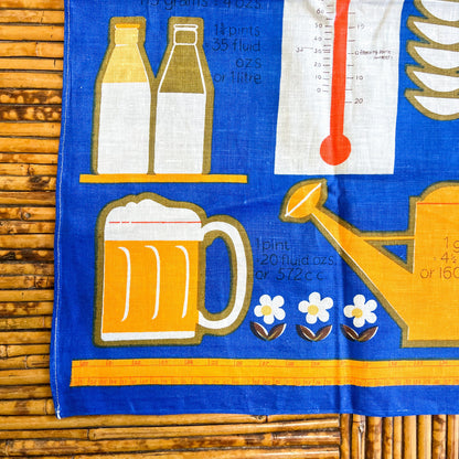 Retro Orange and blue kitchen shelves and items Tea Towel