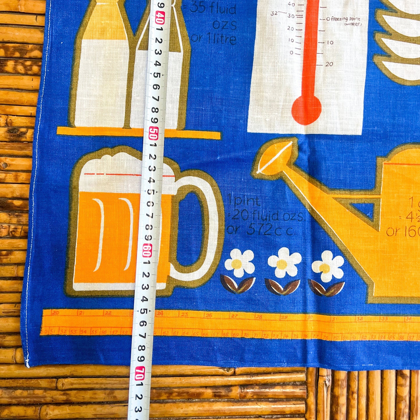 Retro Orange and blue kitchen shelves and items Tea Towel