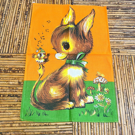 Retro Donkey and singing Bird Tea Towel - 100% Cotton Made in Brazil