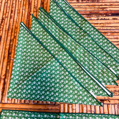 Vintage Cotton Green patterned square napkins set of 6 - Made in England