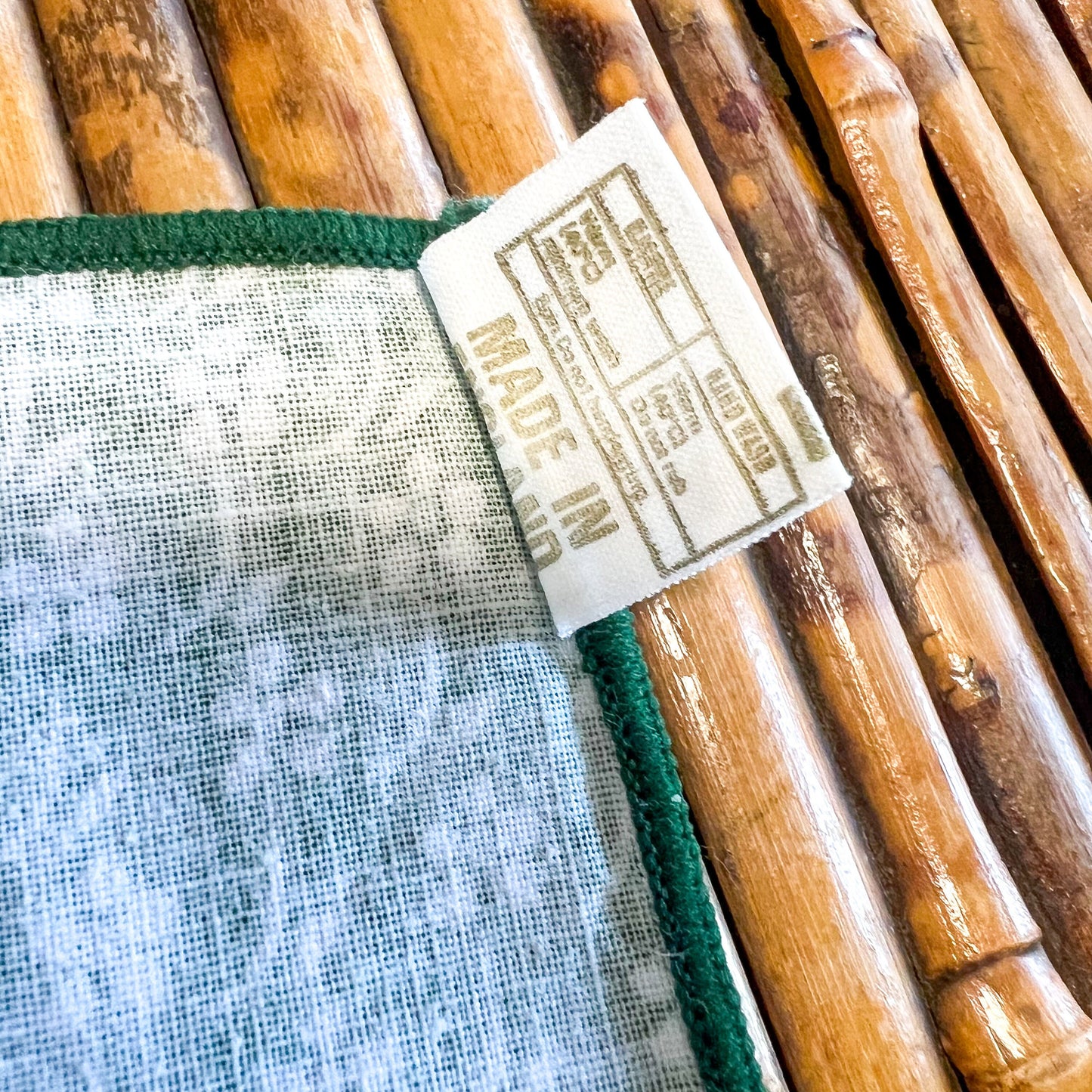Vintage Cotton Green patterned square napkins set of 6 - Made in England