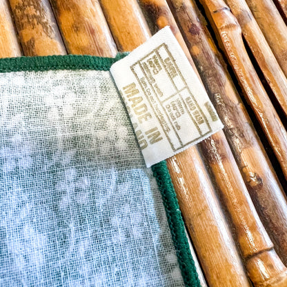 Vintage Cotton Green patterned square napkins set of 6 - Made in England