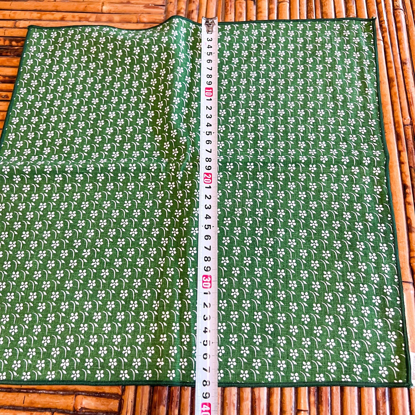 Vintage Cotton Green patterned square napkins set of 6 - Made in England