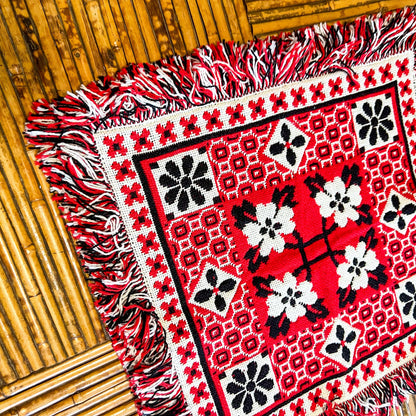 Red, Black and white patterned throw cushion cover 46cm x 50cm
