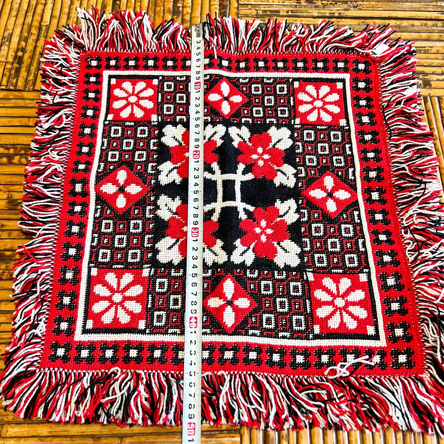 Red, Black and white patterned throw cushion cover 46cm x 50cm