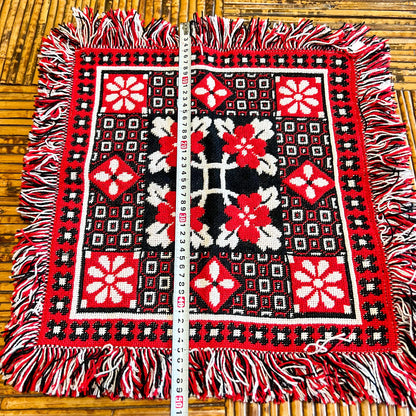 Red, Black and white patterned throw cushion cover 46cm x 50cm