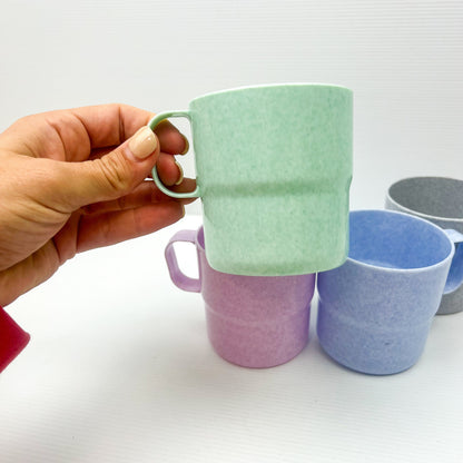 Retro Rainsfords multi-coloured stackable plastic mugs x 4