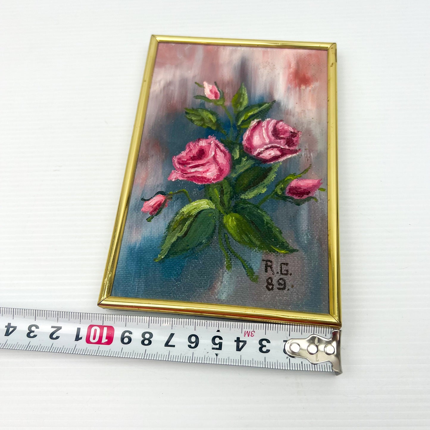 Rose Painting in Brass Frame