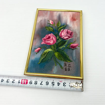Rose Painting in Brass Frame