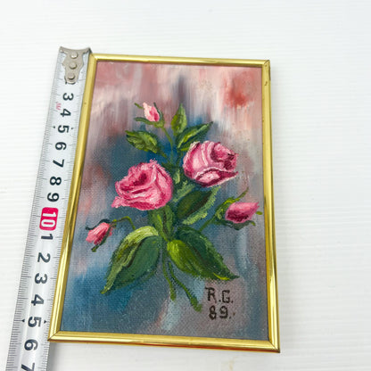 Rose Painting in Brass Frame