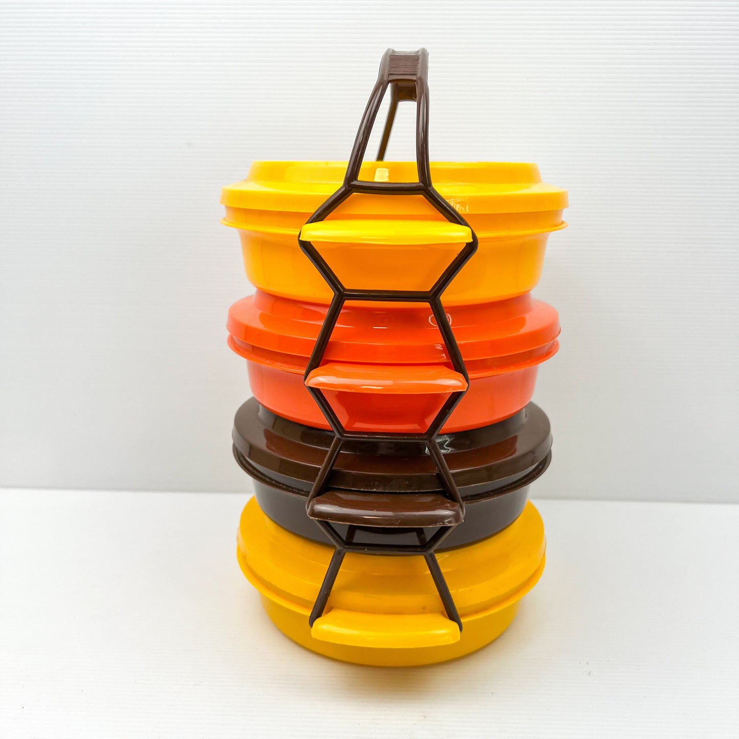 Retro Colourful Plastic Storage Container Set with Carry Handle