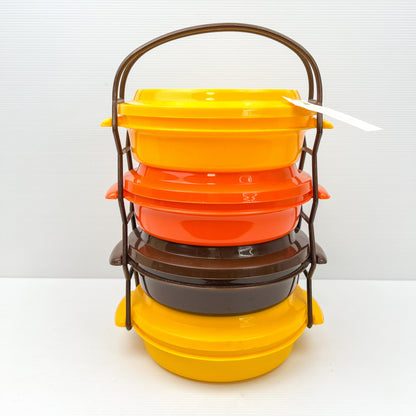 Retro Colourful Plastic Storage Container Set with Carry Handle